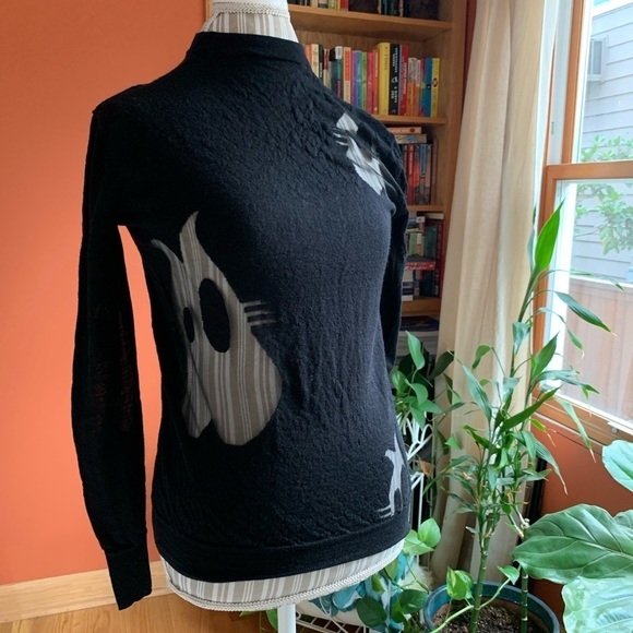 Alexander McQueen Black Sheer Eye Pattern Sweater